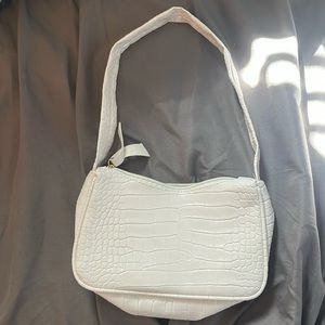 white pu leather fashionable minimalist french bread bag